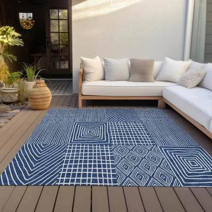 Owen Navy Washable Indoor-Outdoor Rug-Outdoor Rugs-LOOMLAN Rugs-LOOMLAN