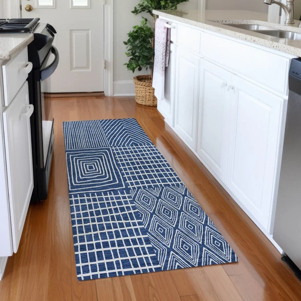 Owen Navy Washable Indoor-Outdoor Rug-Outdoor Rugs-LOOMLAN Rugs-LOOMLAN