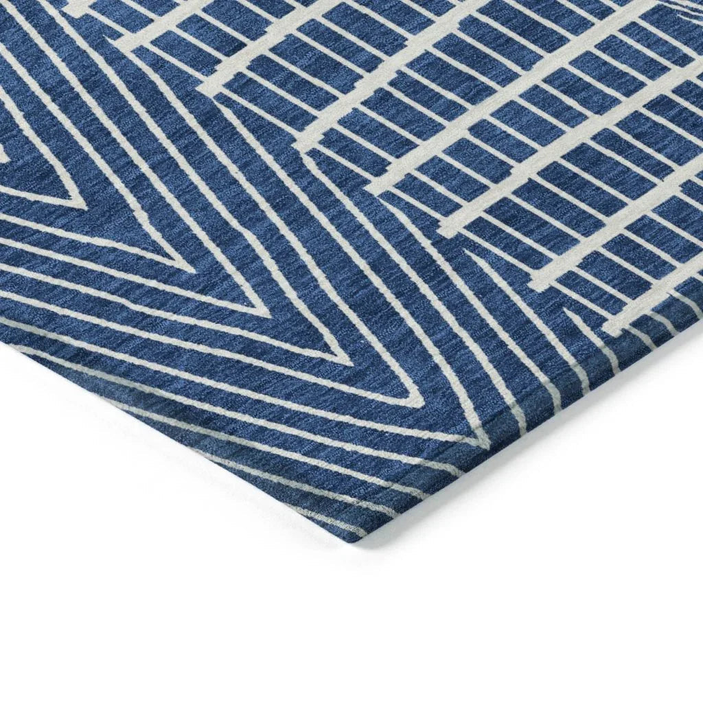 Owen Navy Washable Indoor-Outdoor Rug-Outdoor Rugs-LOOMLAN Rugs-LOOMLAN