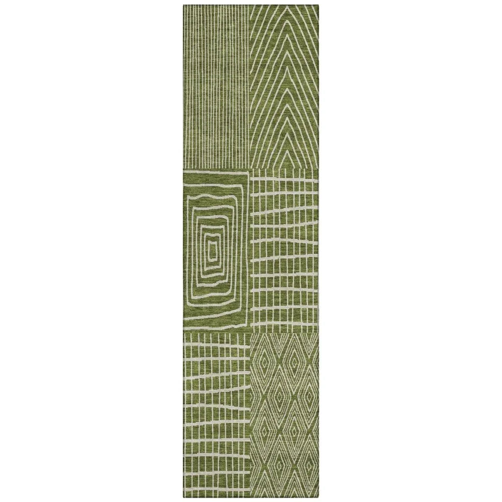 Owen Olive Washable Indoor-Outdoor Rug-Outdoor Rugs-LOOMLAN Rugs-2'3" x 7'6"-LOOMLAN