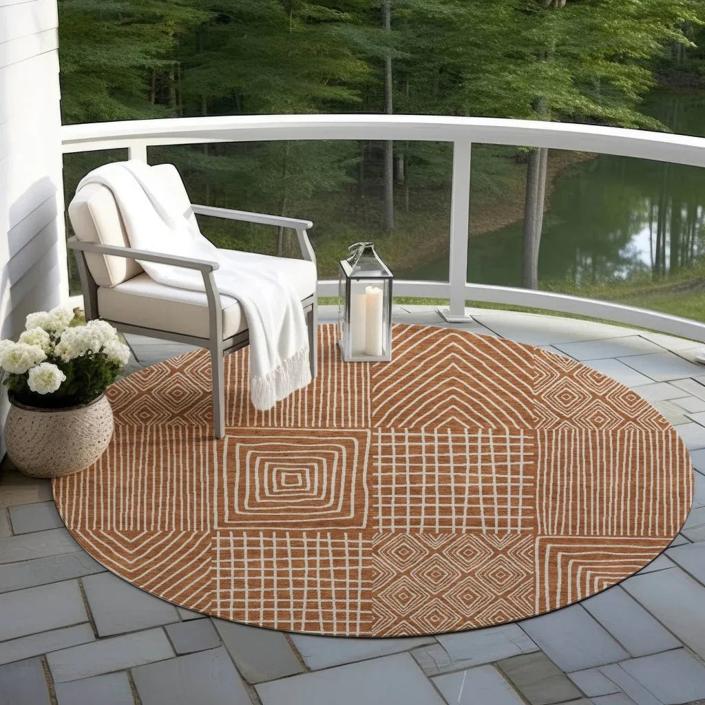 Owen Orange Washable Indoor-Outdoor Rug-Outdoor Rugs-LOOMLAN Rugs-LOOMLAN