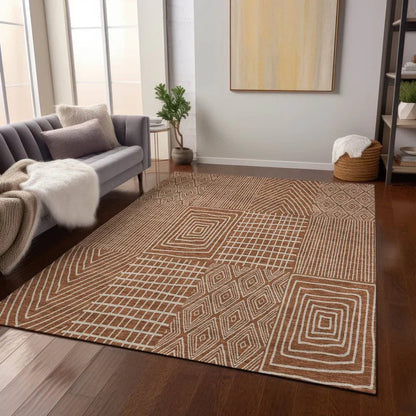 Owen Orange Washable Indoor-Outdoor Rug-Outdoor Rugs-LOOMLAN Rugs-LOOMLAN
