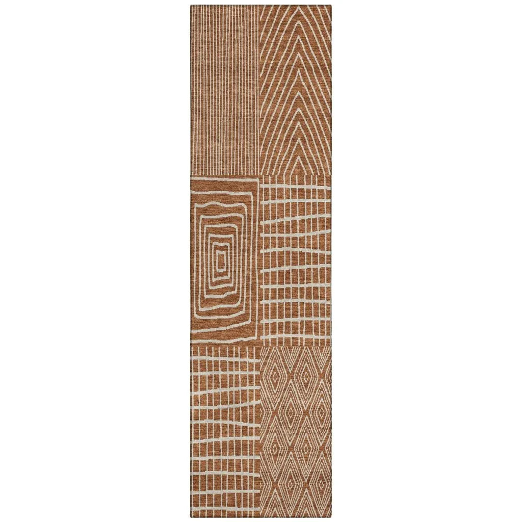 Owen Orange Washable Indoor-Outdoor Rug-Outdoor Rugs-LOOMLAN Rugs-2'3" x 7'6"-LOOMLAN