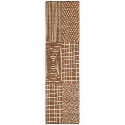 Owen Orange Washable Indoor-Outdoor Rug-Outdoor Rugs-LOOMLAN Rugs-2'3" x 7'6"-LOOMLAN