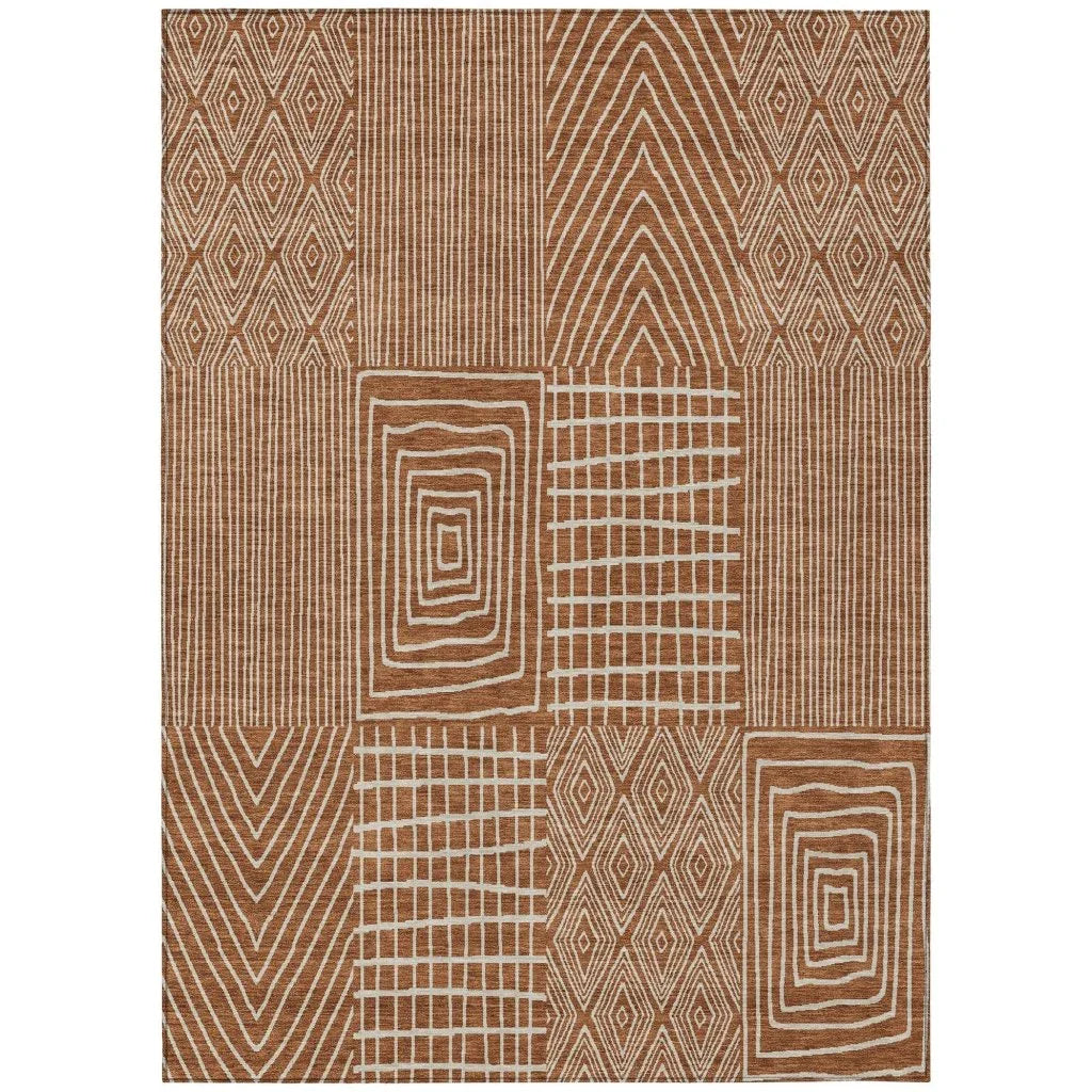 Owen Orange Washable Indoor-Outdoor Rug-Outdoor Rugs-LOOMLAN Rugs-2'6" x 3'10"-LOOMLAN