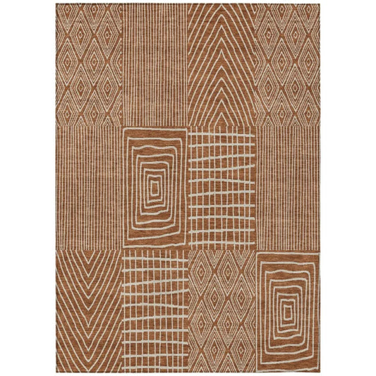 Owen Orange Washable Indoor-Outdoor Rug-Outdoor Rugs-LOOMLAN Rugs-2'6" x 3'10"-LOOMLAN