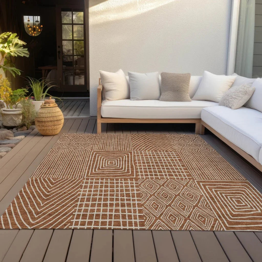 Owen Orange Washable Indoor-Outdoor Rug-Outdoor Rugs-LOOMLAN Rugs-LOOMLAN