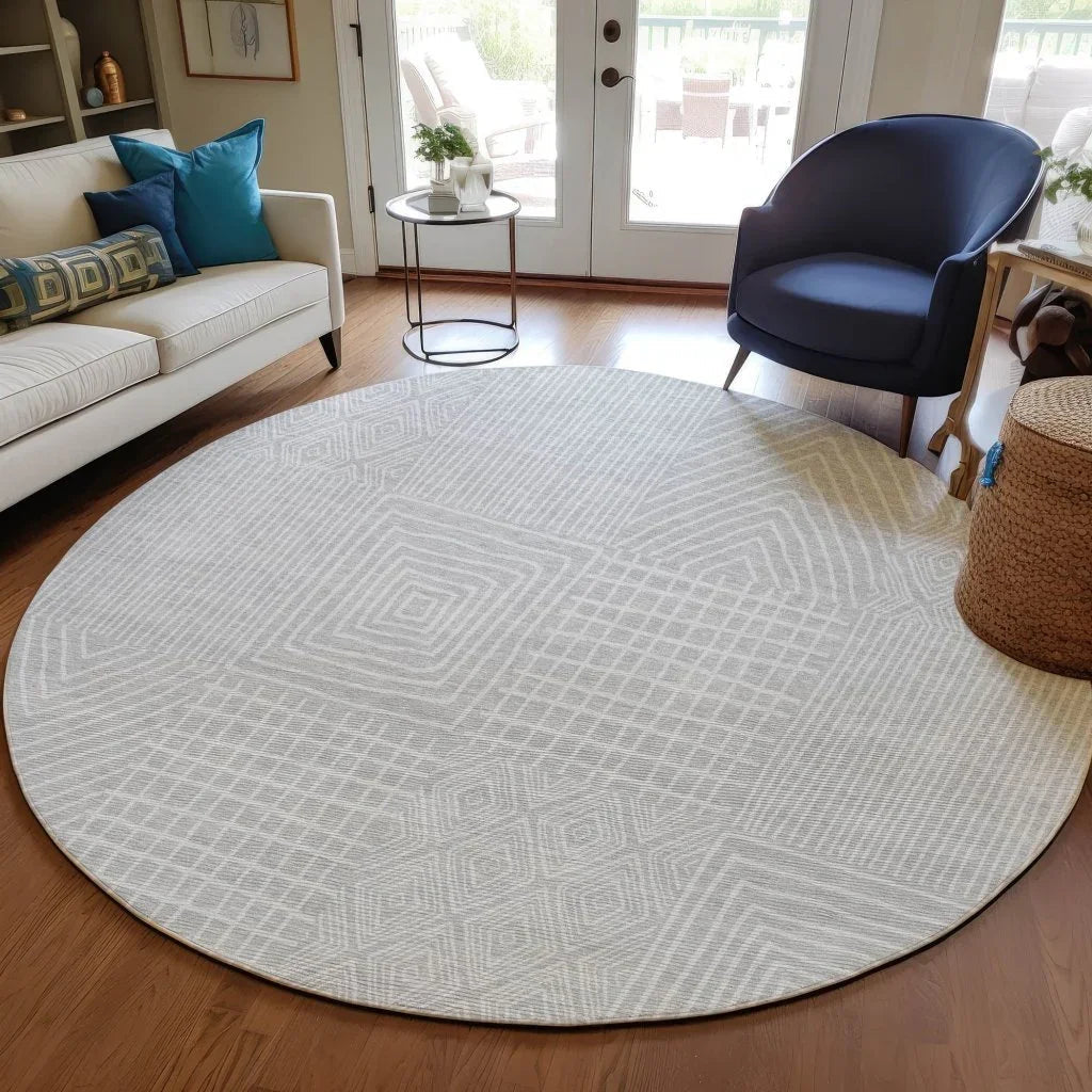 Owen Silver Washable Indoor-Outdoor Rug-Outdoor Rugs-LOOMLAN Rugs-LOOMLAN