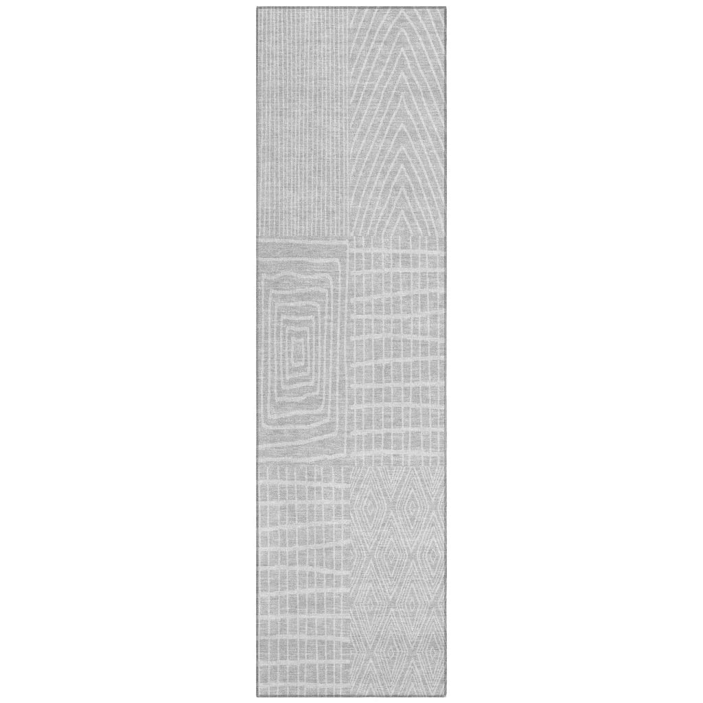 Owen Silver Washable Indoor-Outdoor Rug-Outdoor Rugs-LOOMLAN Rugs-2'3" x 7'6"-LOOMLAN