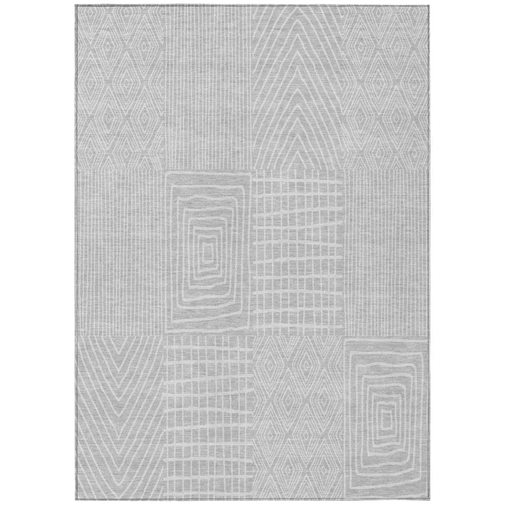 Owen Silver Washable Indoor-Outdoor Rug-Outdoor Rugs-LOOMLAN Rugs-2'6" x 3'10"-LOOMLAN