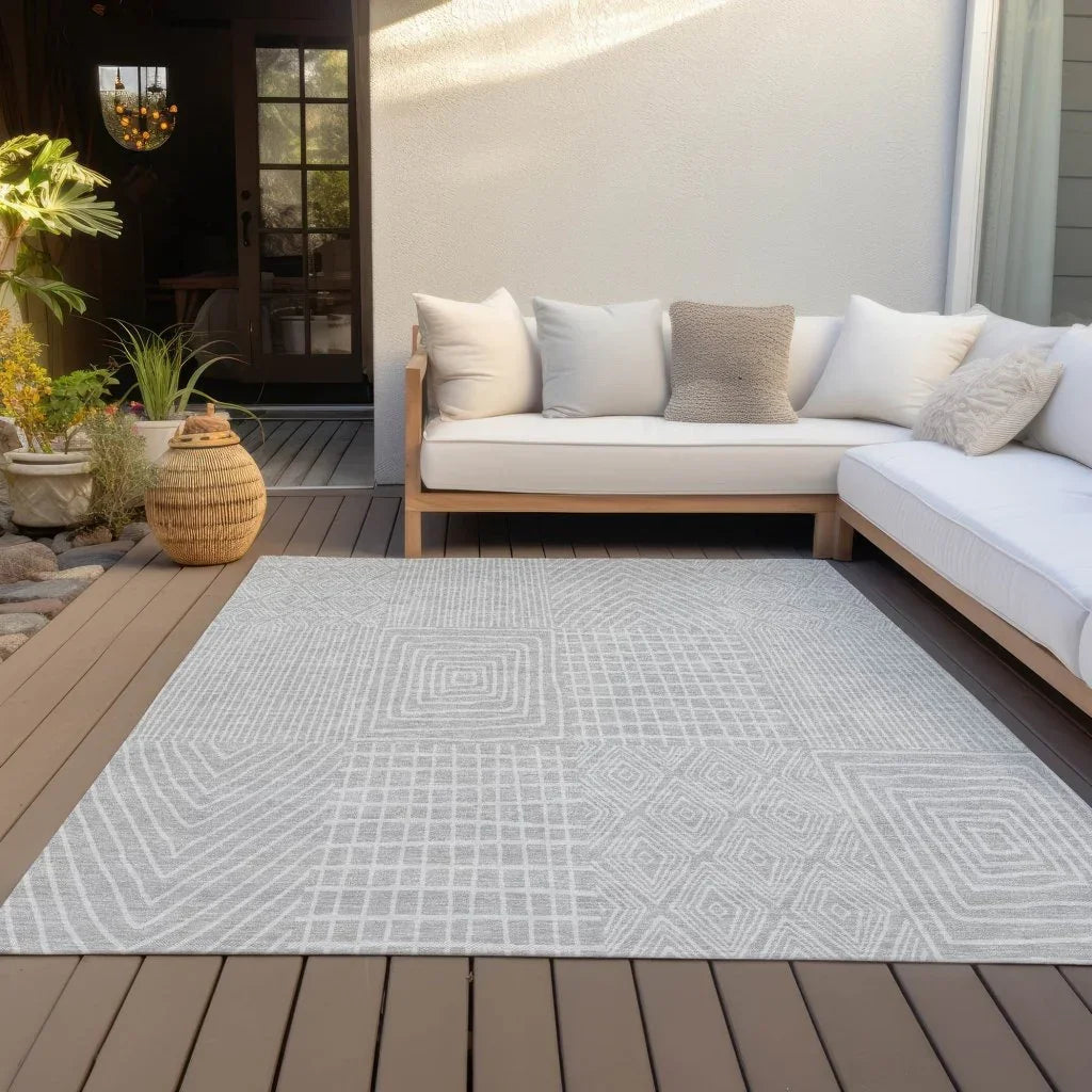 Owen Silver Washable Indoor-Outdoor Rug-Outdoor Rugs-LOOMLAN Rugs-LOOMLAN