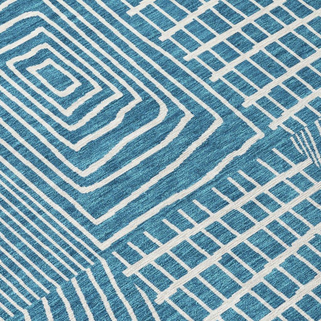 Owen Teal Washable Indoor-Outdoor Rug-Outdoor Rugs-LOOMLAN Rugs-LOOMLAN