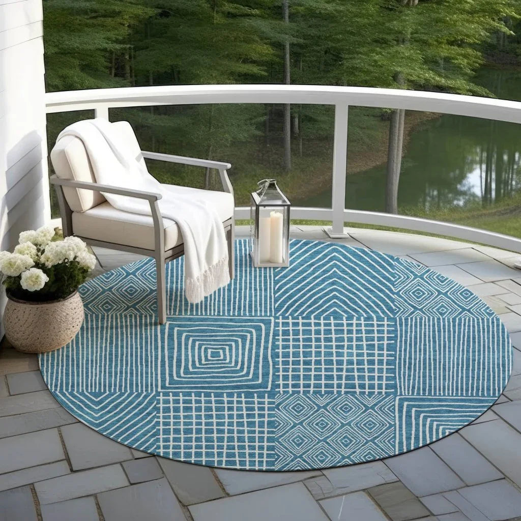 Owen Teal Washable Indoor-Outdoor Rug-Outdoor Rugs-LOOMLAN Rugs-LOOMLAN