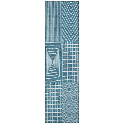 Owen Teal Washable Indoor-Outdoor Rug-Outdoor Rugs-LOOMLAN Rugs-2'3" x 7'6"-LOOMLAN