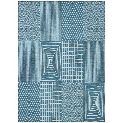 Owen Teal Washable Indoor-Outdoor Rug-Outdoor Rugs-LOOMLAN Rugs-2'6" x 3'10"-LOOMLAN
