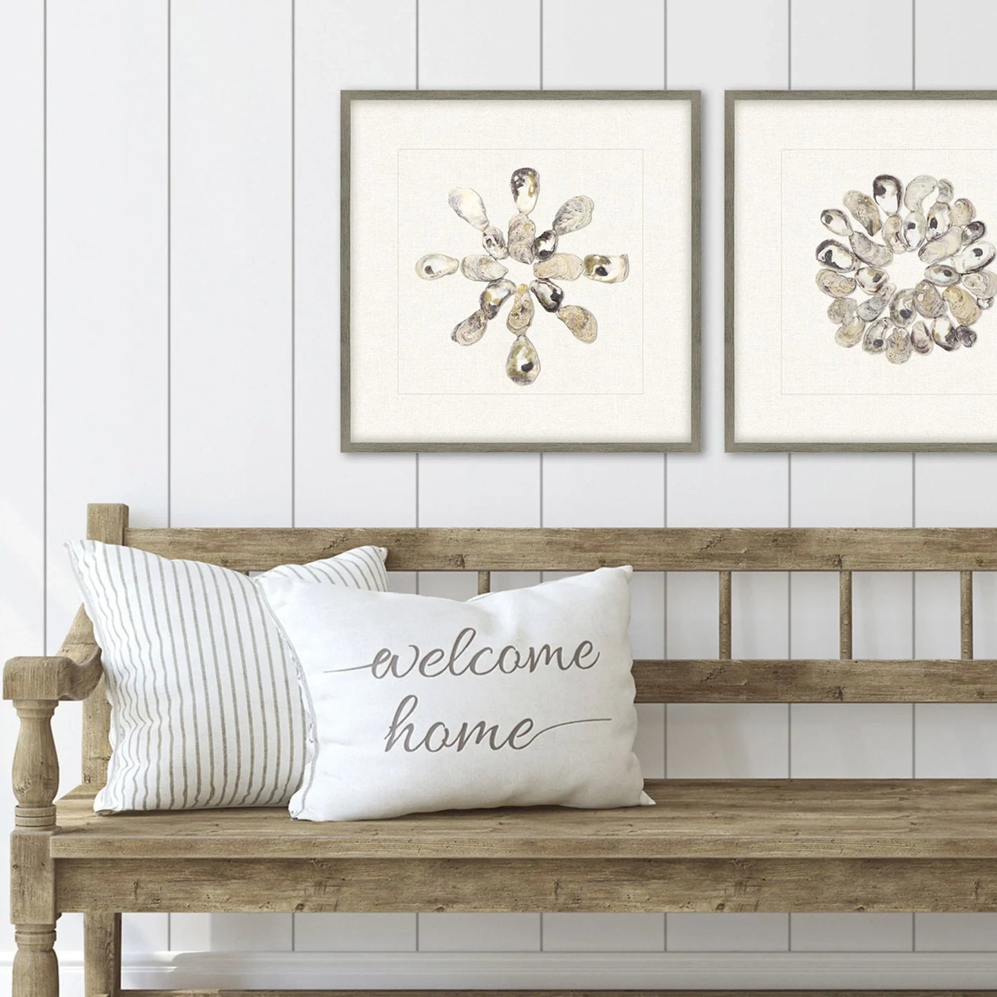 Oyster Shell Beige Framed Wall Art