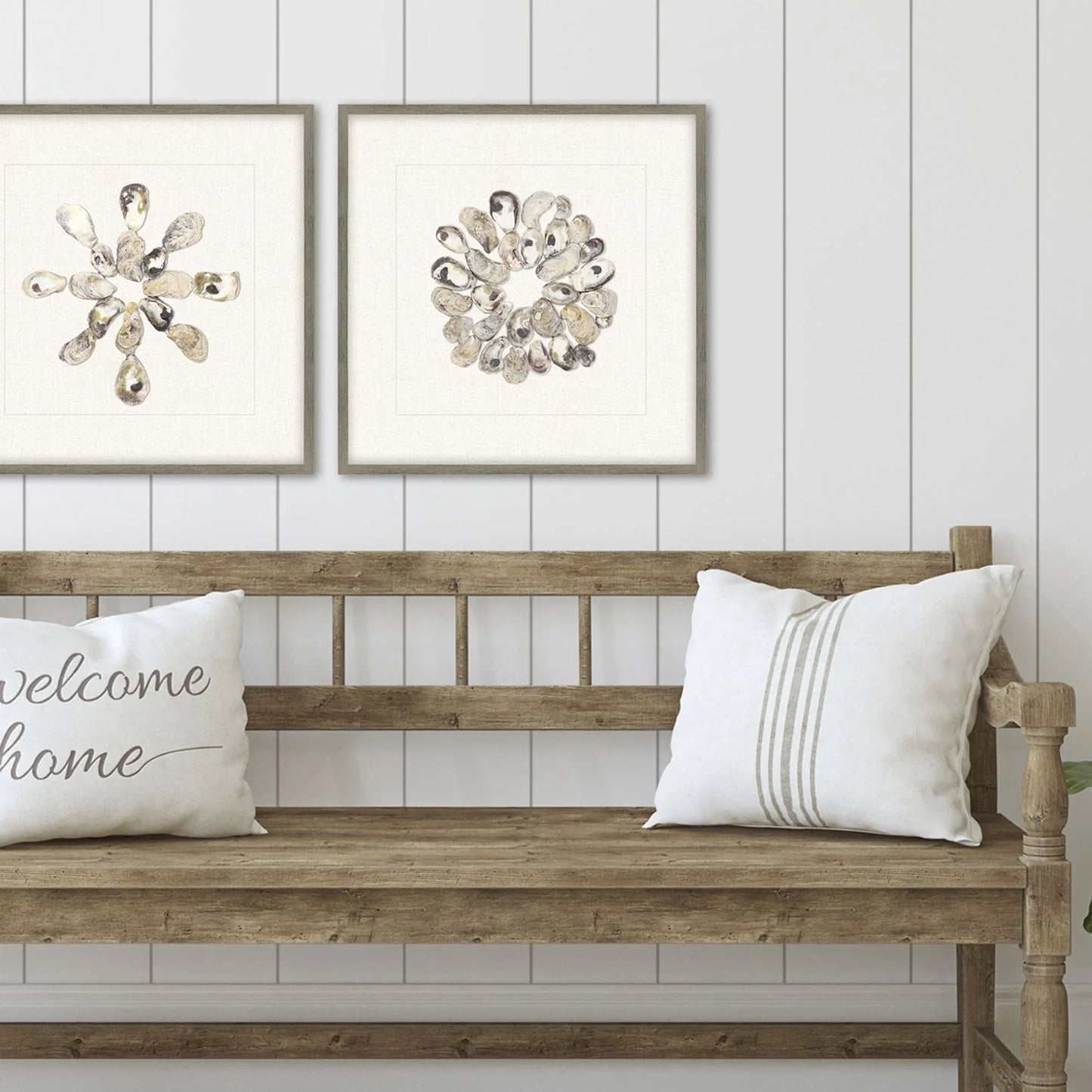 Oyster Shell Beige Framed Wall Art