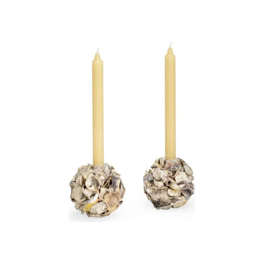 Oyster Shell Made Candleholder (Set Of 2) - LOOMLAN - Chelsea House - Candle Holders