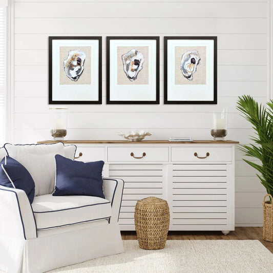 Oyster Shell Study Neutral Framed Wall Art 3PC