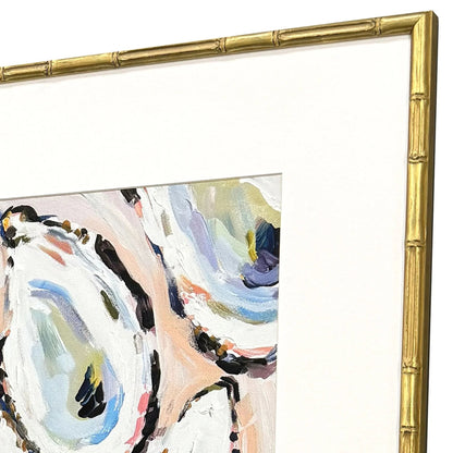 Oyster Shells Wood Blue Framed Wall Art 2PC