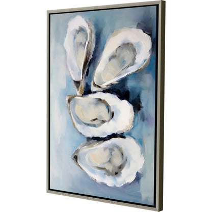 Oysters Silver Floater Frame Canvas Art
