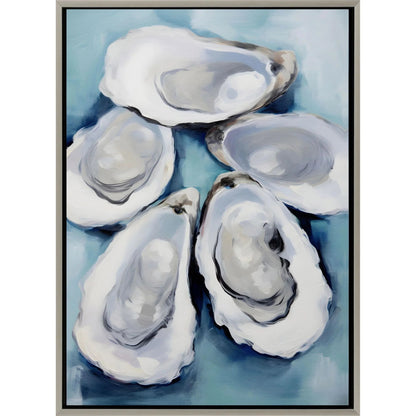 Oysters Silver Floater Frame Canvas Art