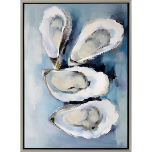 Oysters Silver Floater Frame Canvas Art