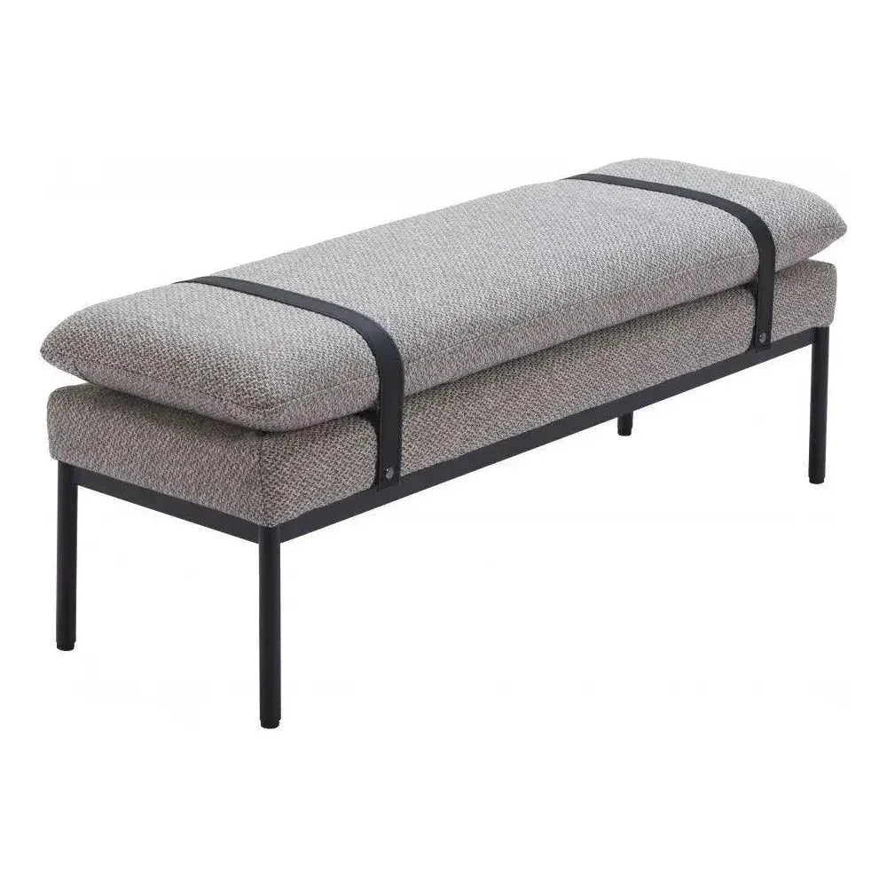 Padd Wood and Steel Grey Bench - LOOMLAN - Zuo Modern - Bedroom Benches