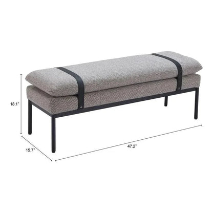 Padd Wood and Steel Grey Bench - LOOMLAN - Zuo Modern - Bedroom Benches