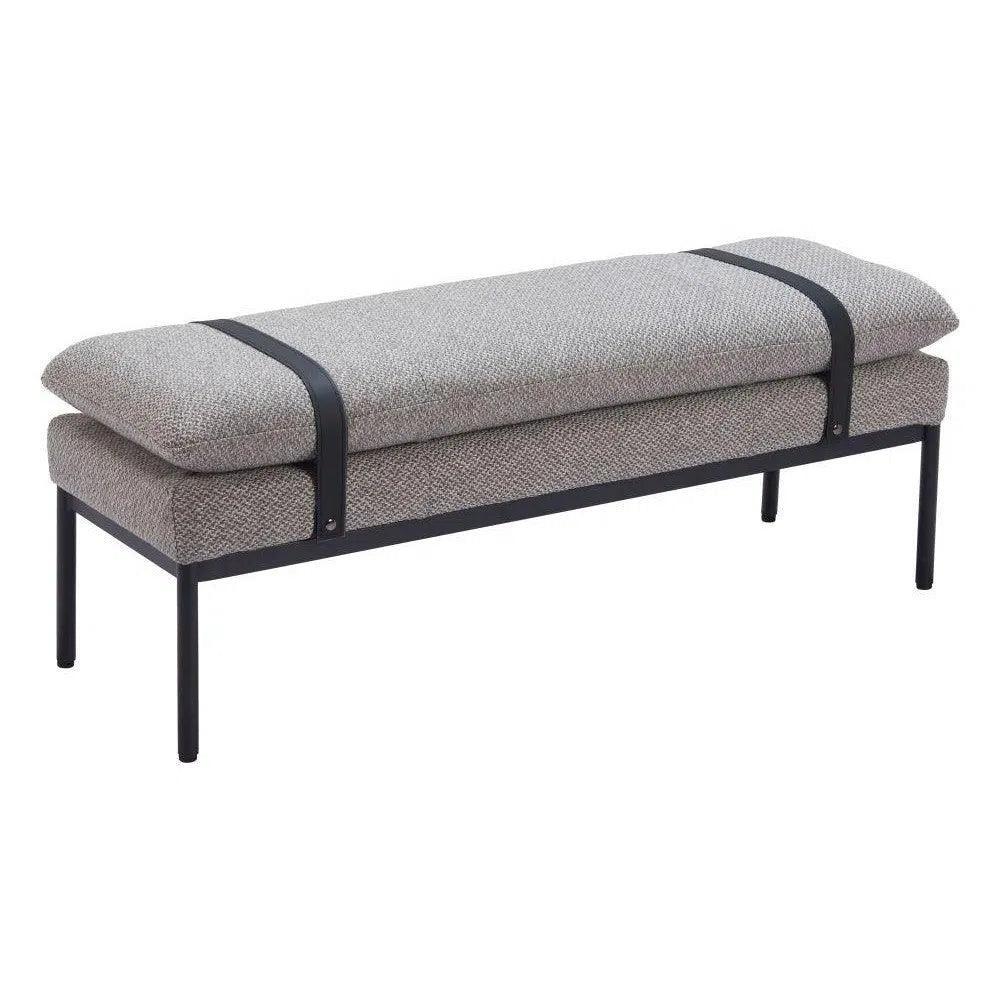 Padd Wood and Steel Grey Bench - LOOMLAN - Zuo Modern - Bedroom Benches