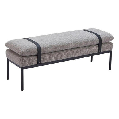 Padd Wood and Steel Grey Bench - LOOMLAN - Zuo Modern - Bedroom Benches