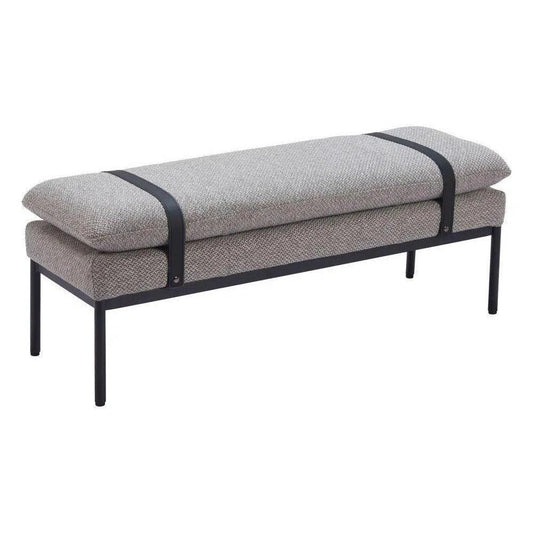 Padd Wood and Steel Grey Bench - LOOMLAN - Zuo Modern - Bedroom Benches