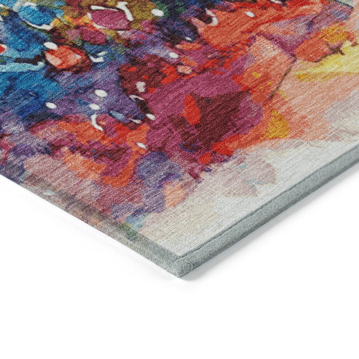 Paelain Blue Washable Indoor-Outdoor Rug