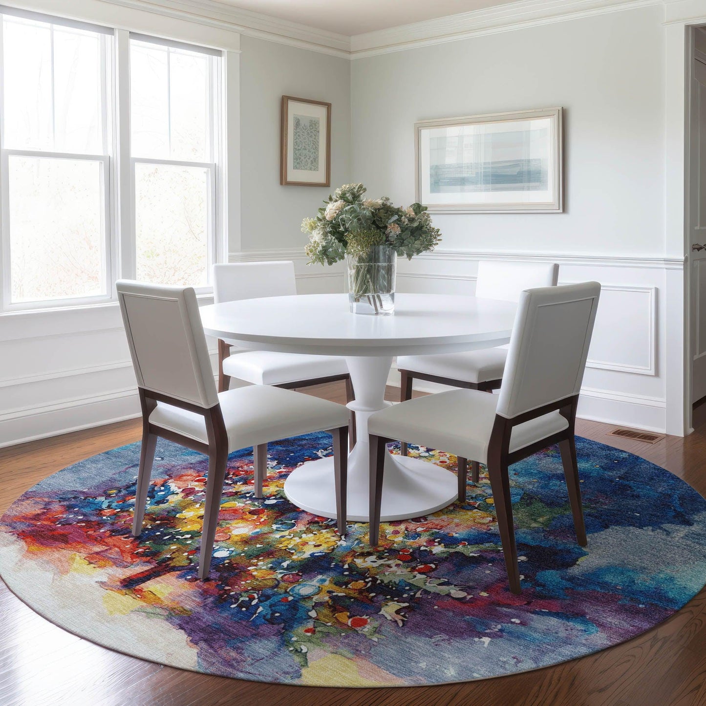 Paelain Blue Washable Indoor-Outdoor Rug