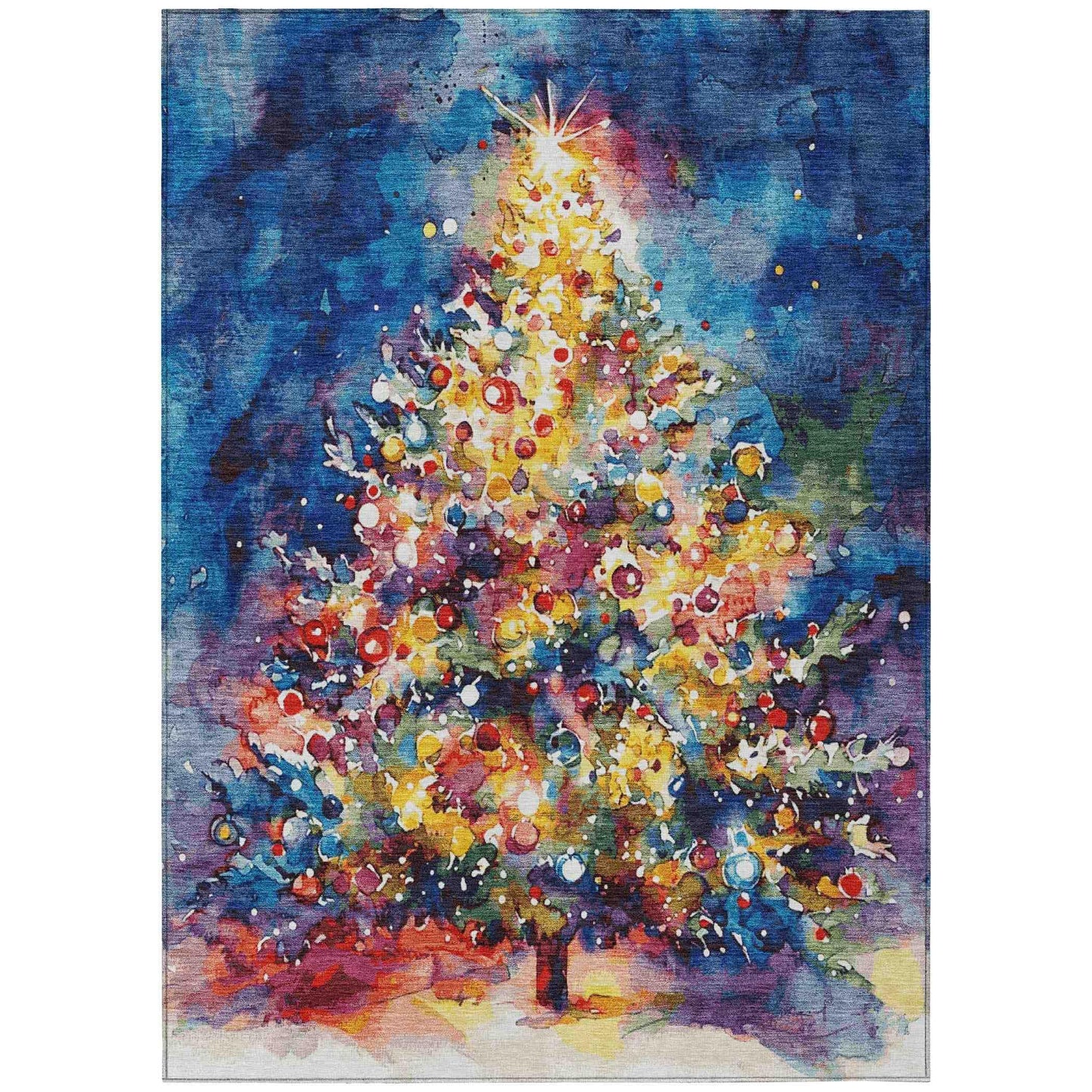 Paelain Blue Washable Indoor-Outdoor Rug