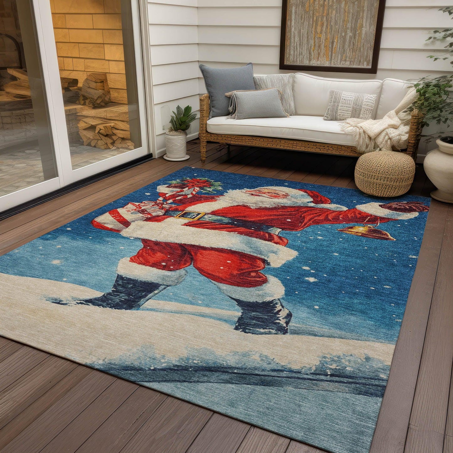 Paelanor Blue Washable Indoor-Outdoor Rug