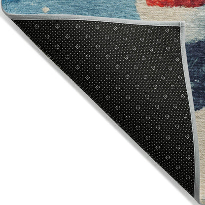 Paelanor Blue Washable Indoor-Outdoor Rug