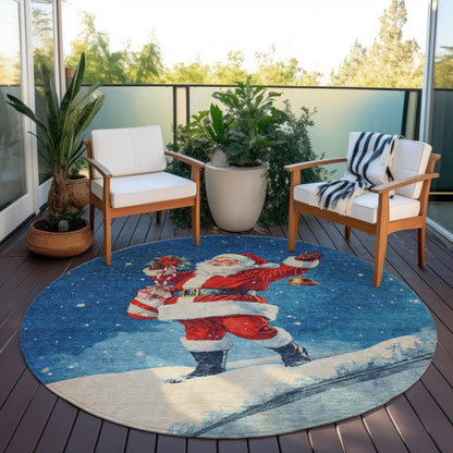 Paelanor Blue Washable Indoor-Outdoor Rug