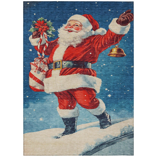 Paelanor Blue Washable Indoor-Outdoor Rug