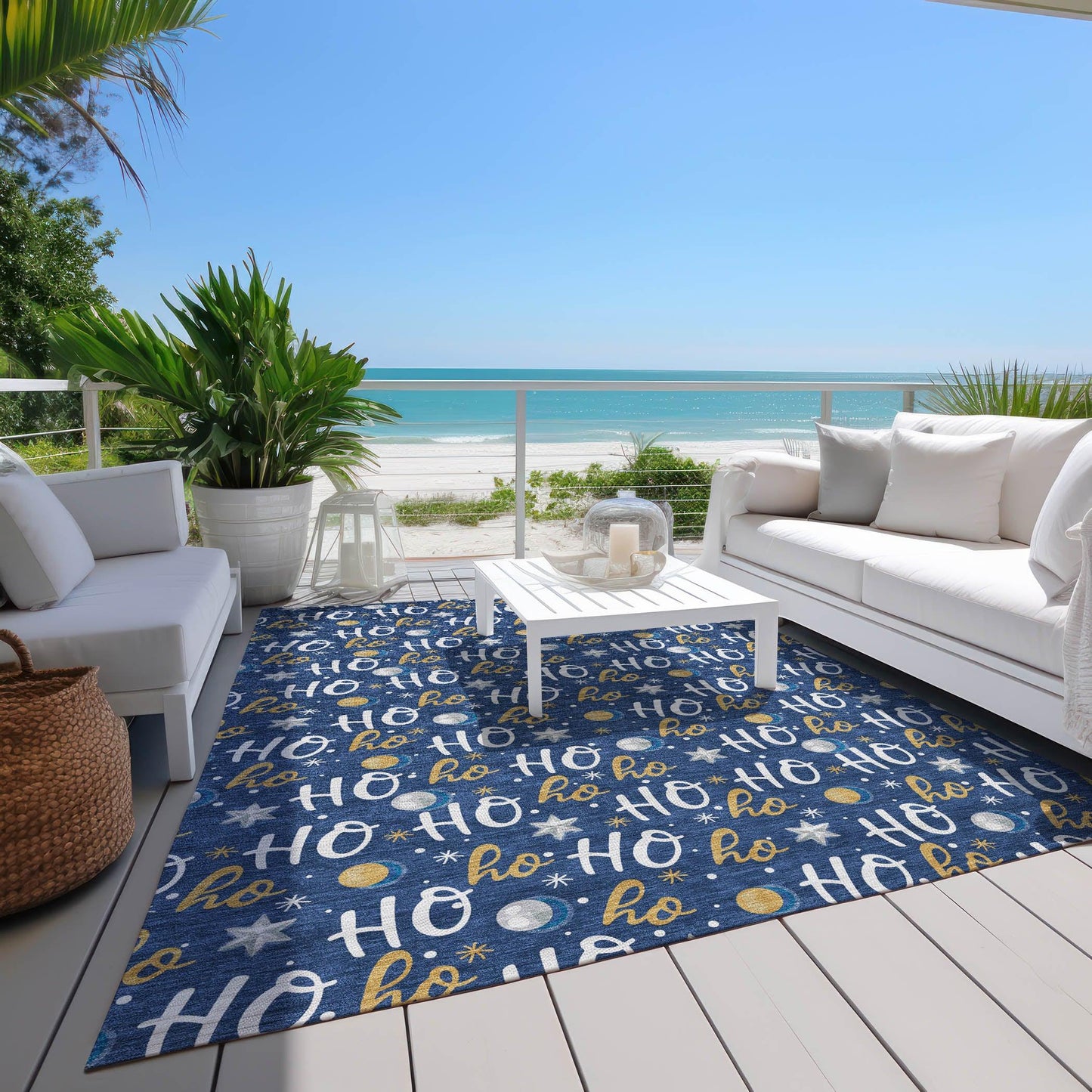 Paelien Blue Washable Indoor-Outdoor Rug