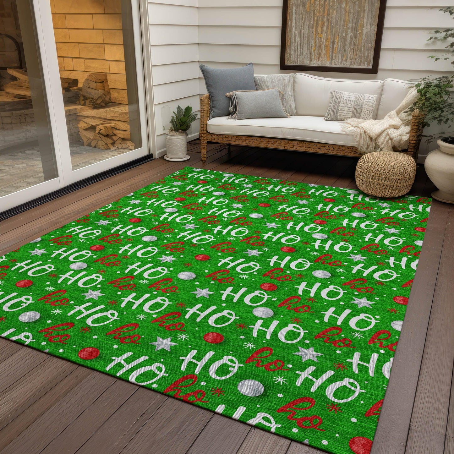 Paelien Green Washable Indoor-Outdoor Rug