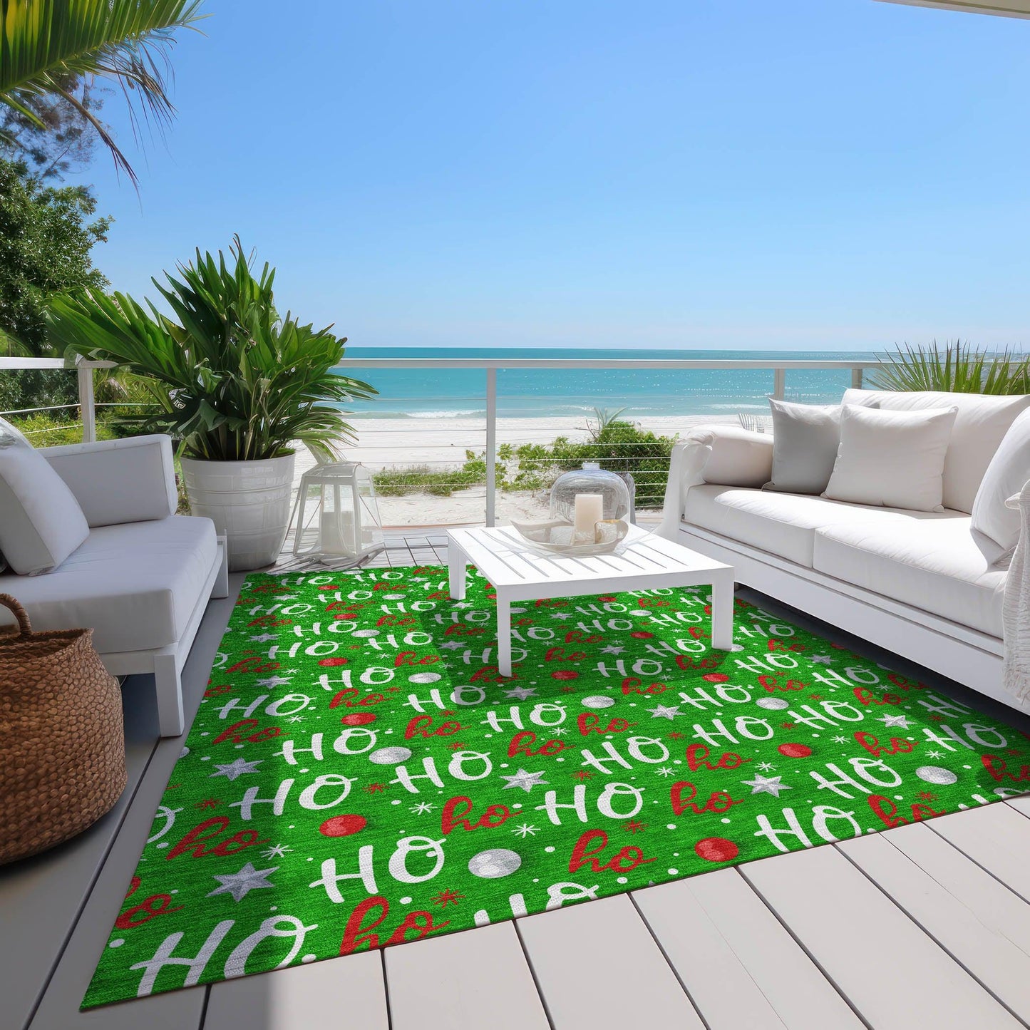 Paelien Green Washable Indoor-Outdoor Rug