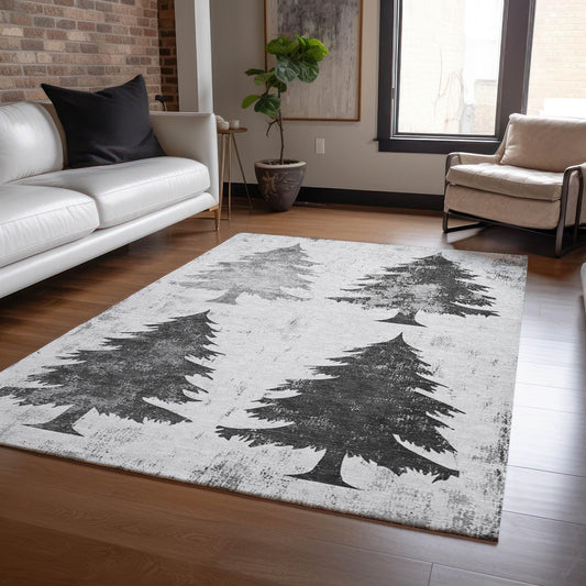 Paelion Gray Washable Indoor-Outdoor Rug