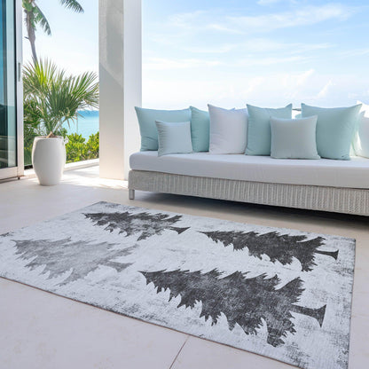 Paelion Gray Washable Indoor-Outdoor Rug
