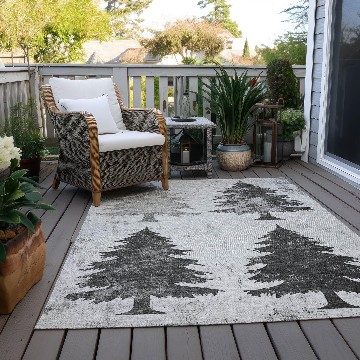 Paelion Gray Washable Indoor-Outdoor Rug