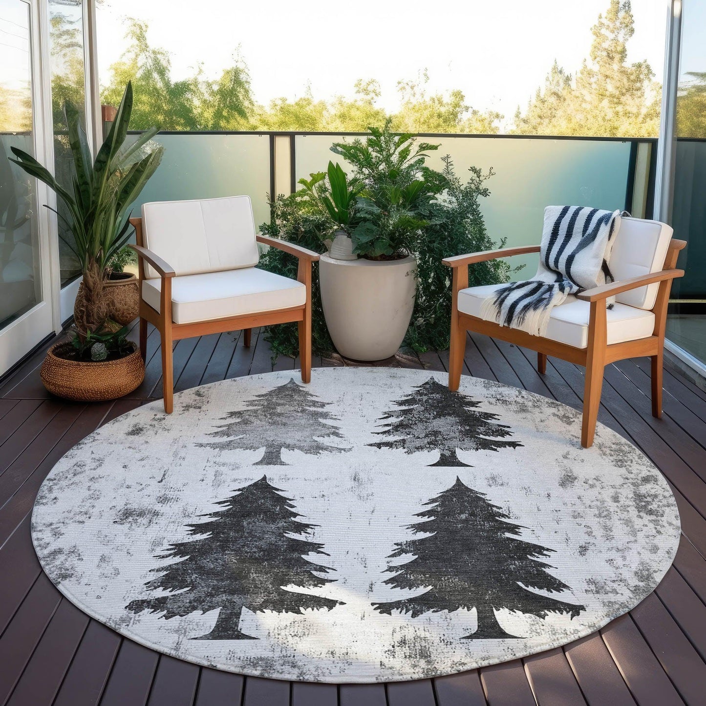 Paelion Gray Washable Indoor-Outdoor Rug