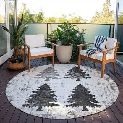Paelion Gray Washable Indoor-Outdoor Rug