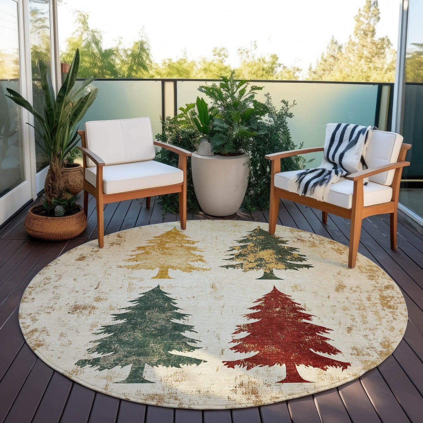 Paelion Ivory Washable Indoor-Outdoor Rug