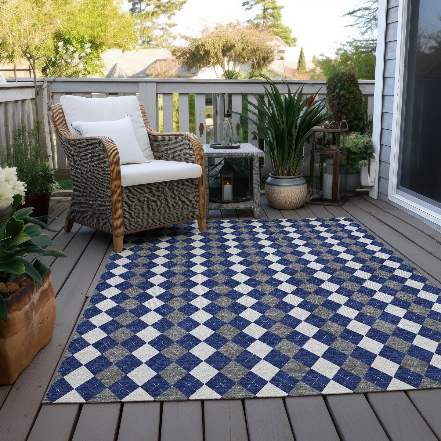 Paelira Blue Washable Indoor-Outdoor Rug
