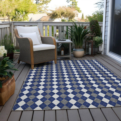 Paelira Blue Washable Indoor-Outdoor Rug